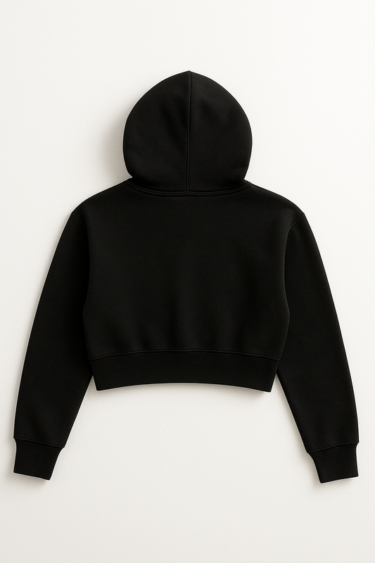 The Vibed Vines Tribal Logo Cropped Hoodie – Black