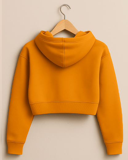 “Mecha Kickflip” Cropped Hoodie – Mustard Yellow