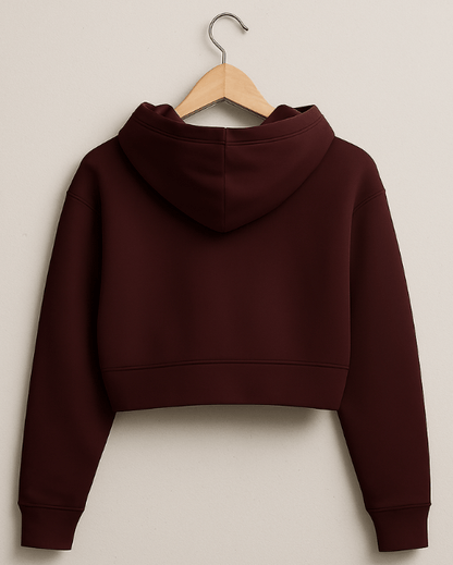“Jurassic Pulse” Cropped Hoodie – Maroon Edition