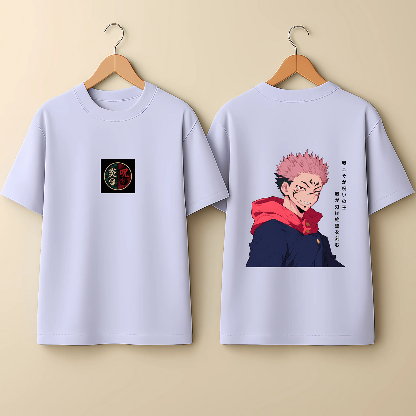 Lavender Blue Oversized Ryomen Sukuna T-Shirt