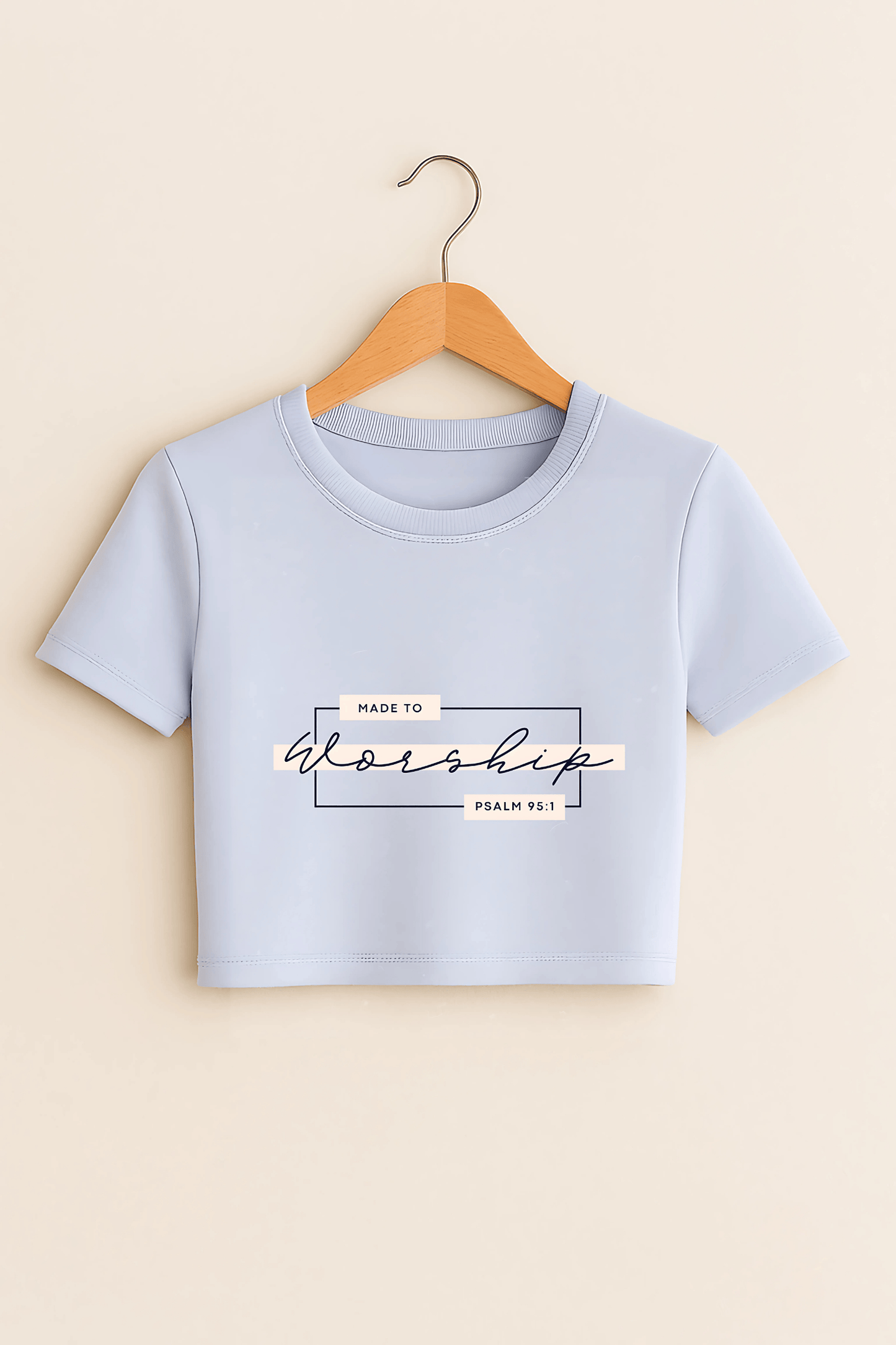 "Made to Worship" Crop Top in Light Blue - The Vibed Vines