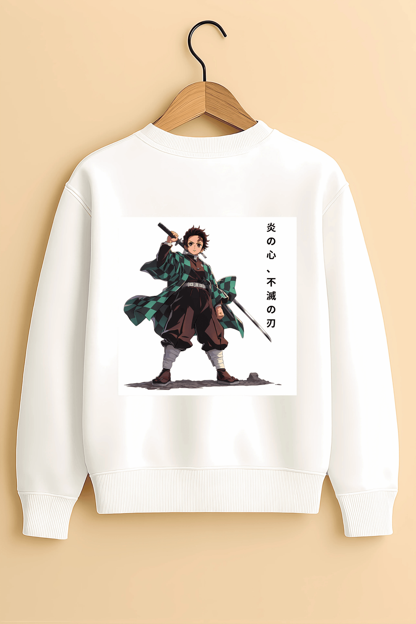 White Oversized Tanjiro Kamado “Demon Slayer” Sweatshirt – Unisex Streetwear by Vibed Vines