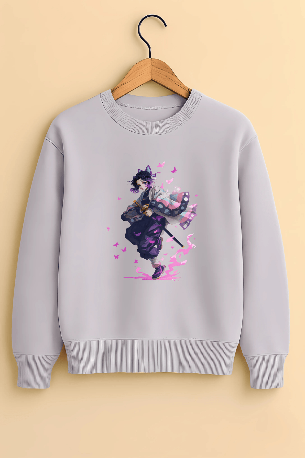 Lavender Oversized Shinobu Kocho “Demon Slayer” Sweatshirt – The Vibed Vines