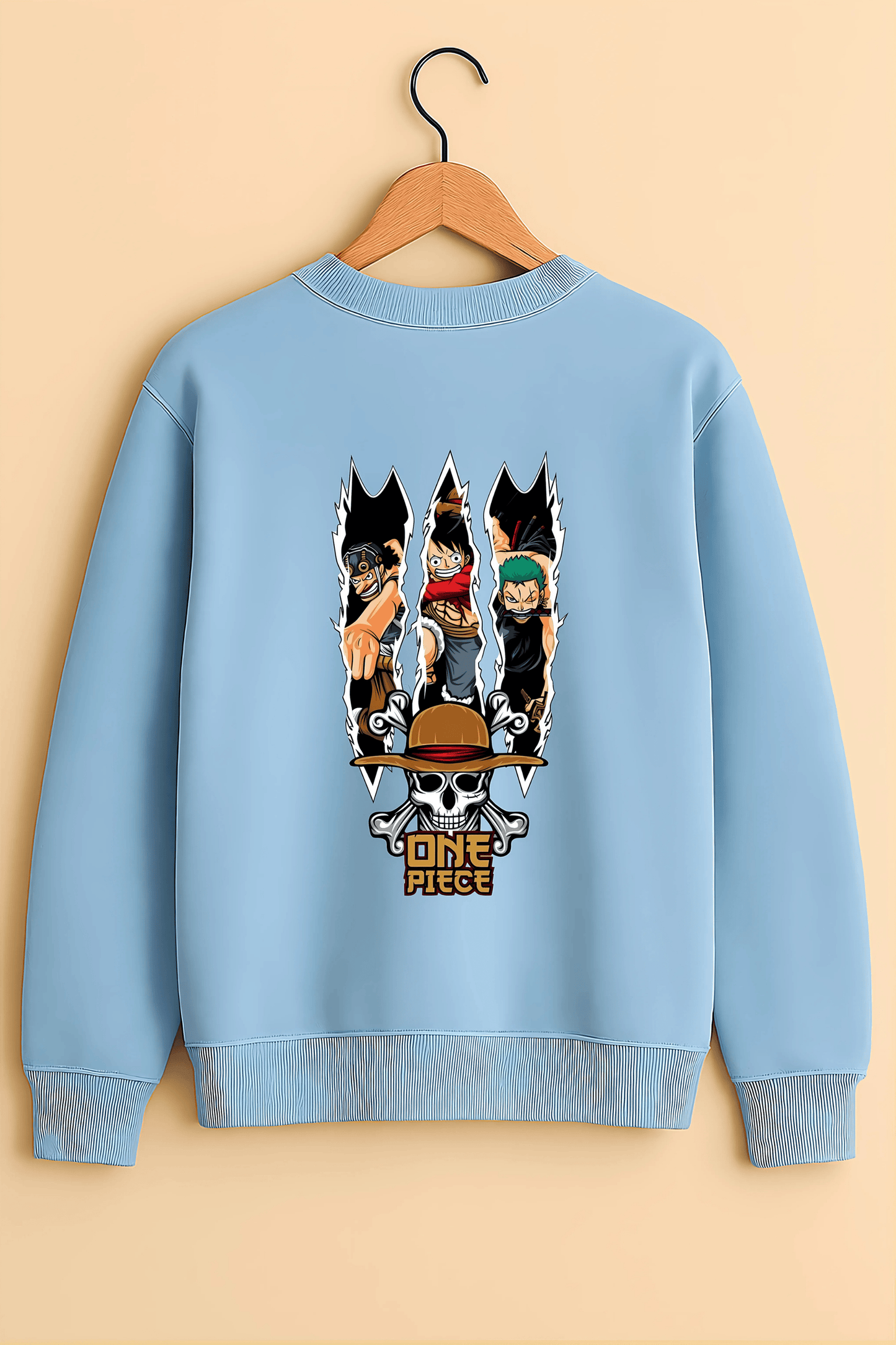 Baby Blue Oversized One Piece Usopp, Luffy & Zoro Sweatshirt – The Vibed Vines