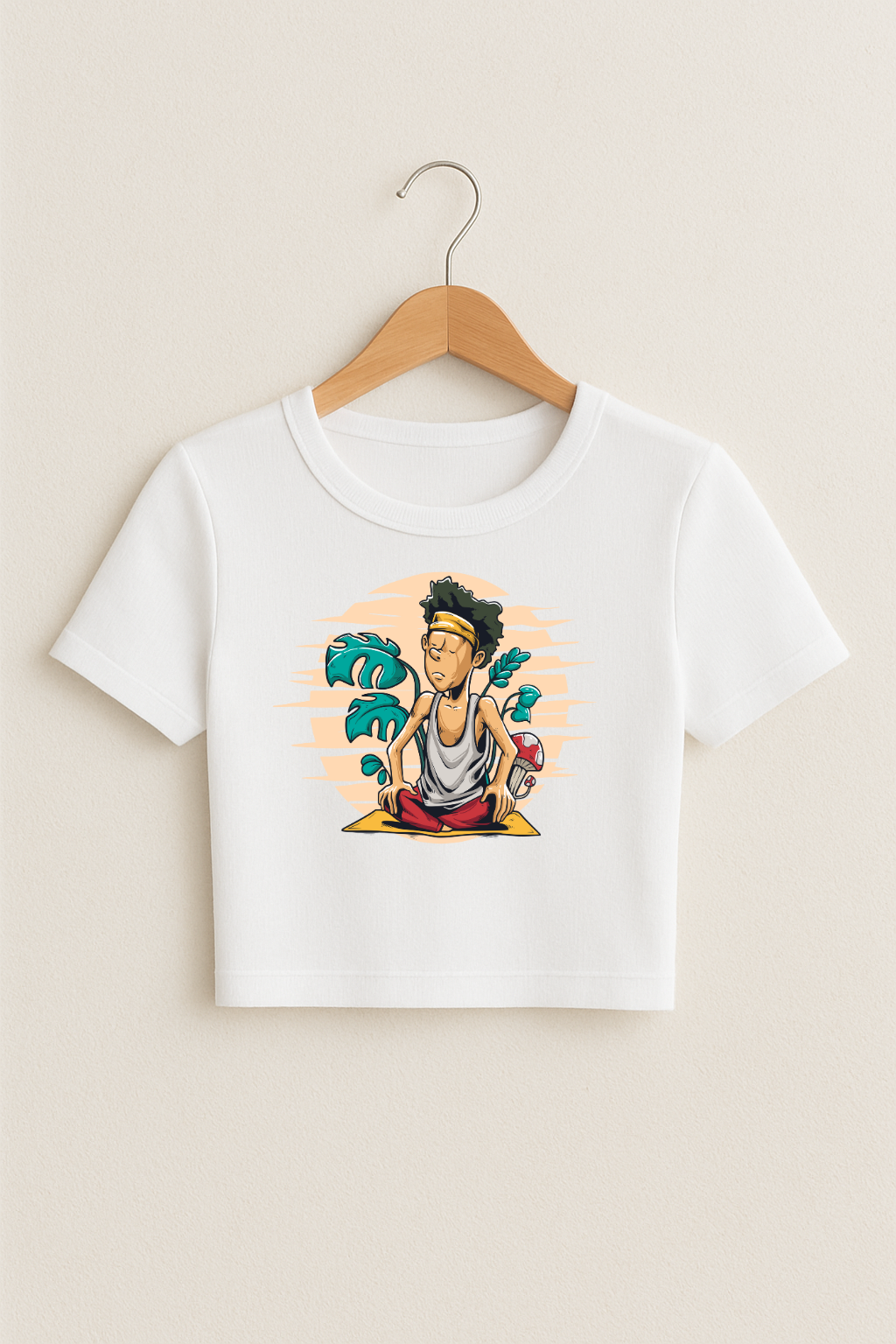 “Zen Bloom” Crop Top – White Edition