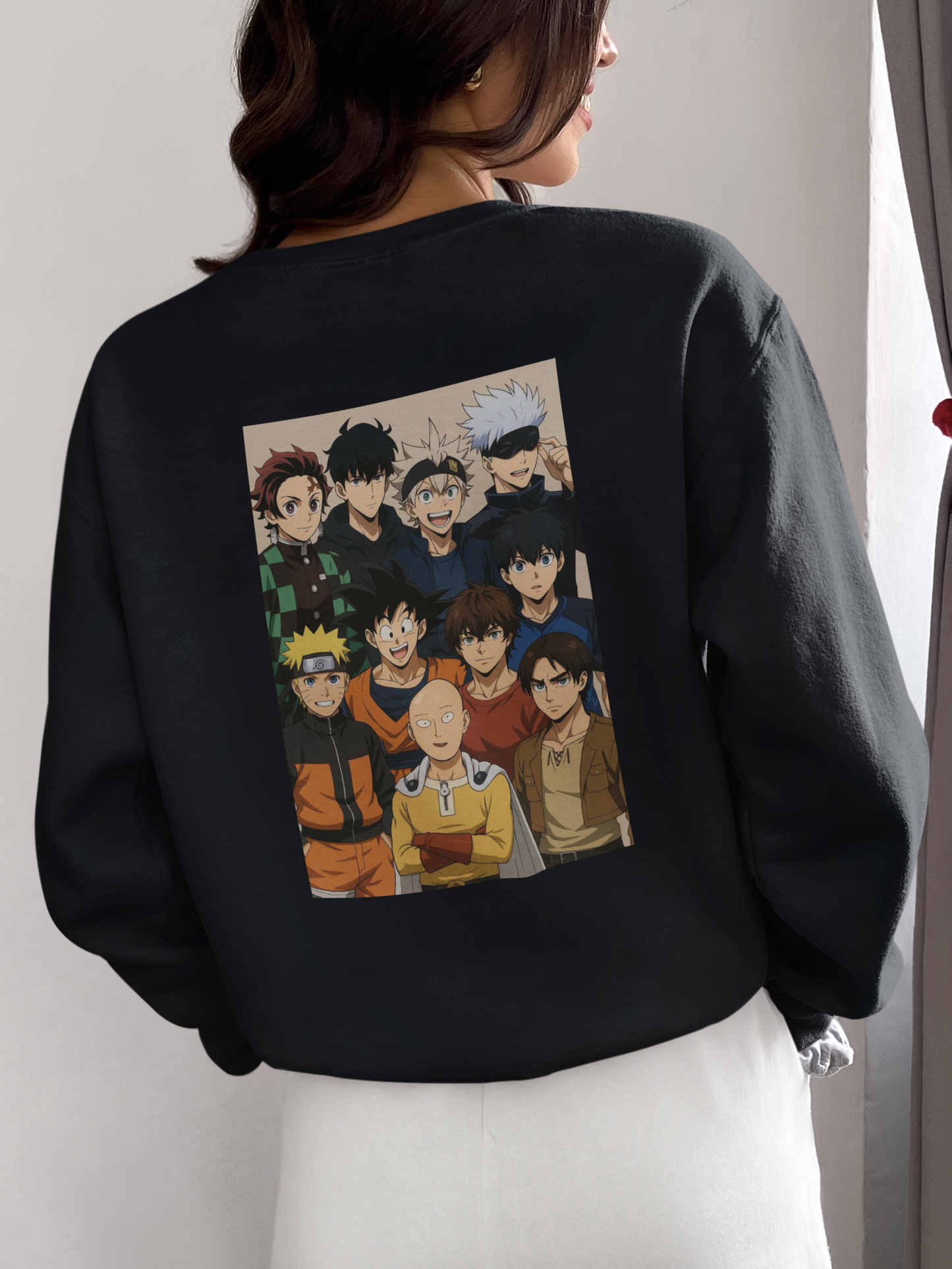 Navy Blue Oversized Anime Legends Sweatshirt – Unisex Streetwear by The Vibed Vines