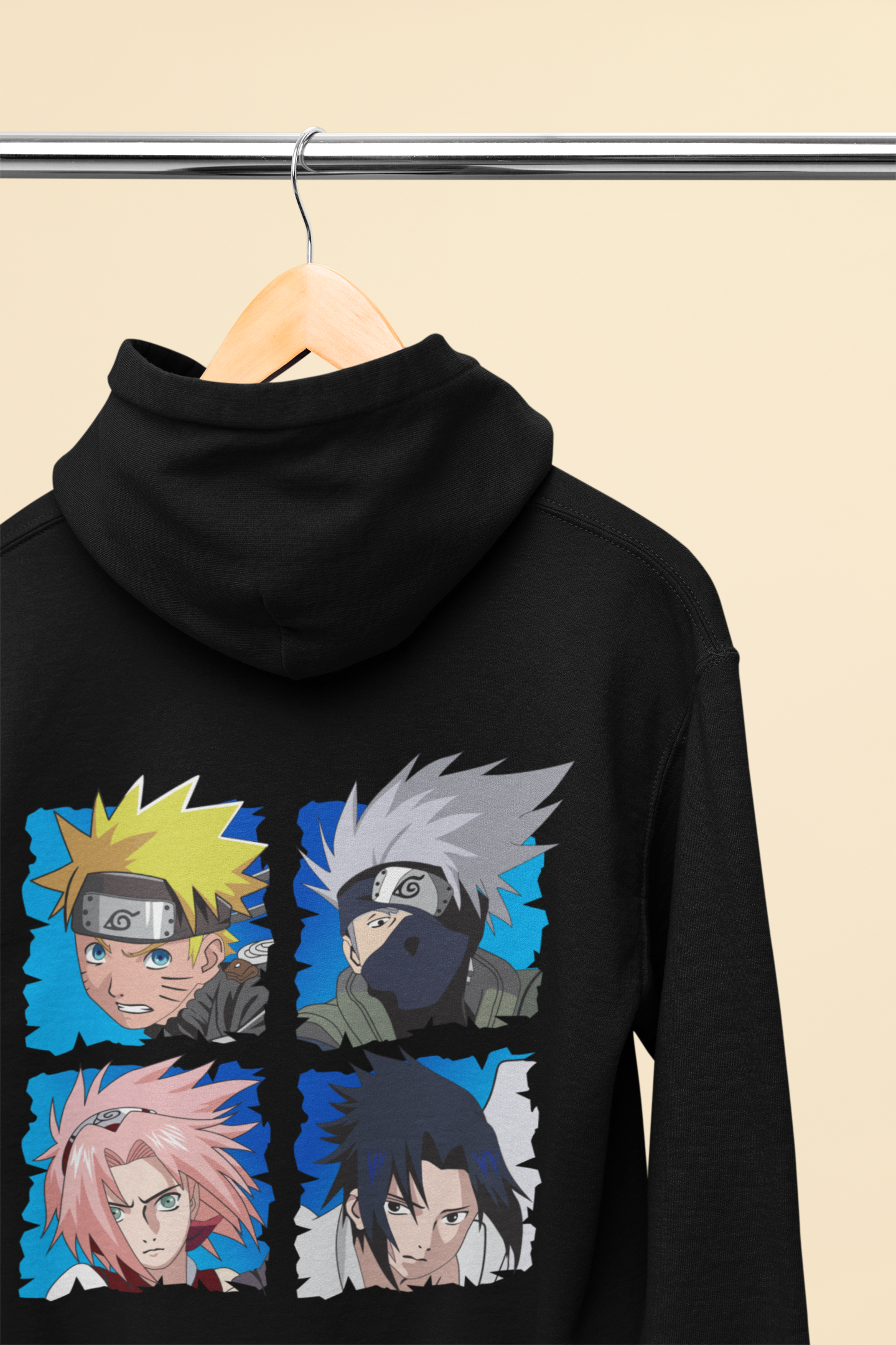 Naruto Characters Blue Background Oversized Hoodie