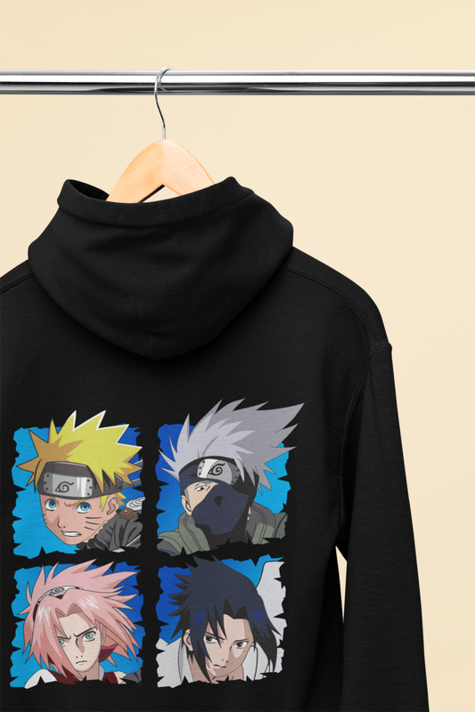 Naruto Characters Blue Background Oversized Hoodie
