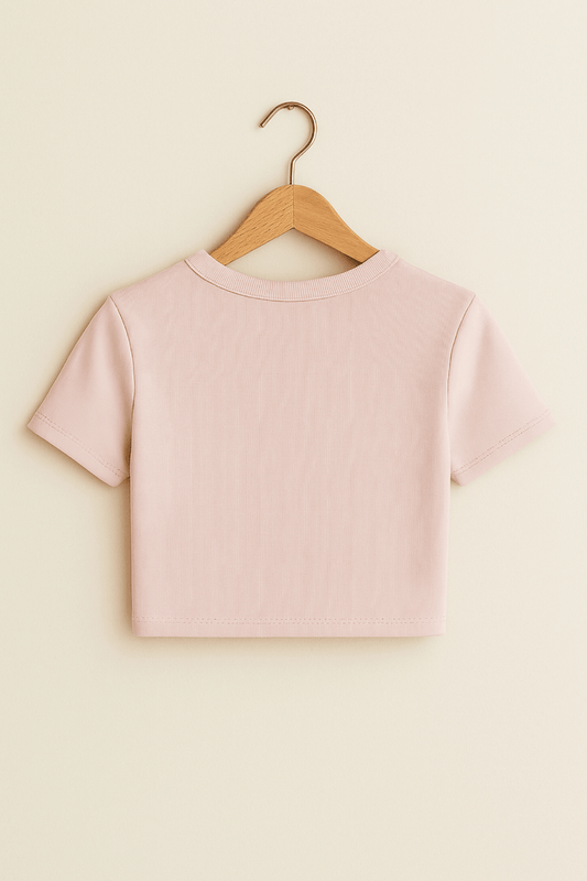 "Pocket Kittens" Crop Top in Light Pink - The Vibed Vines