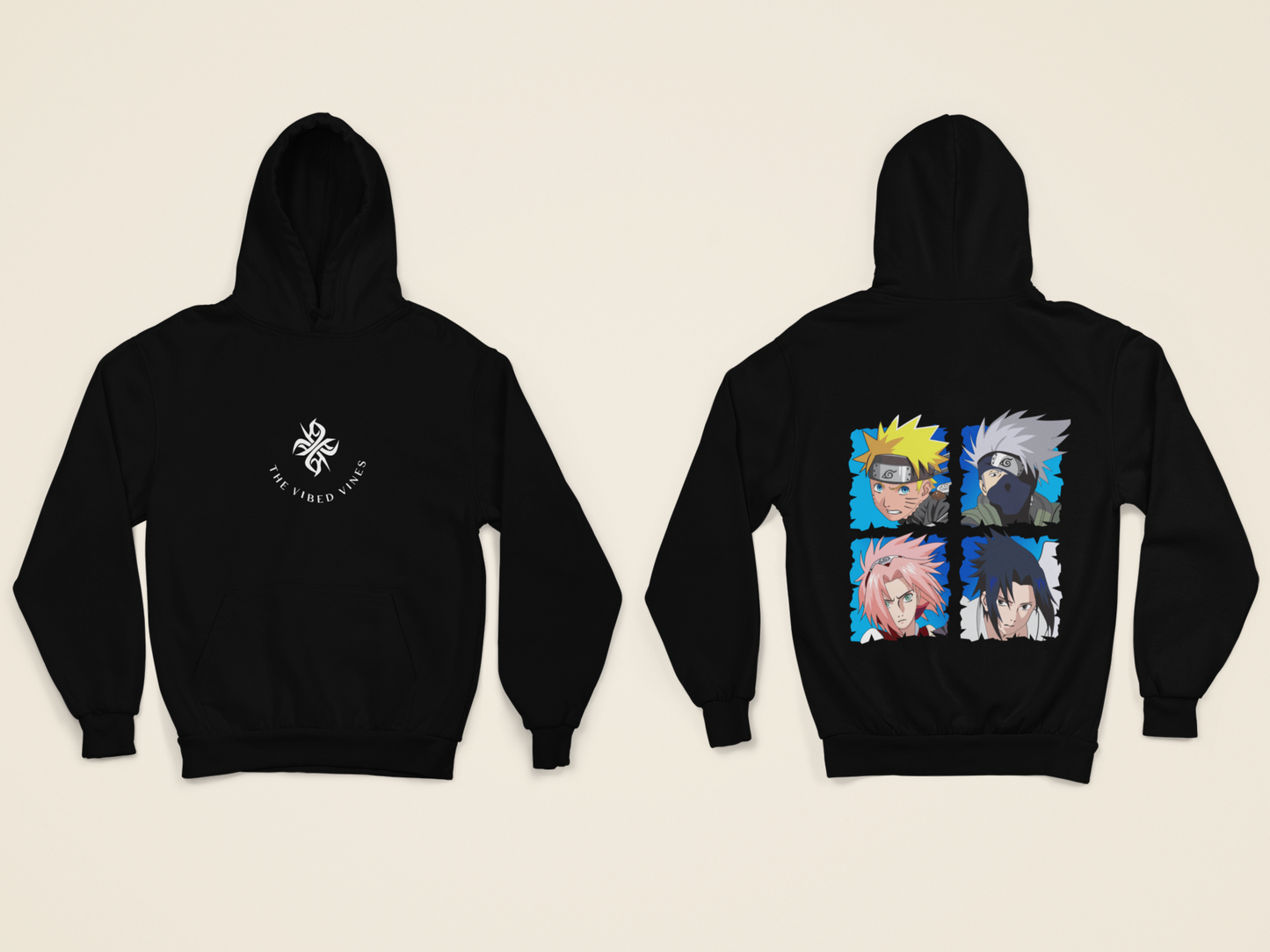 Naruto Characters Blue Background Oversized Hoodie