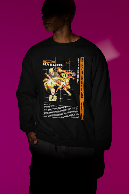 Naruto “Hero of the Leaf” Oversized Sweatshirt – Black