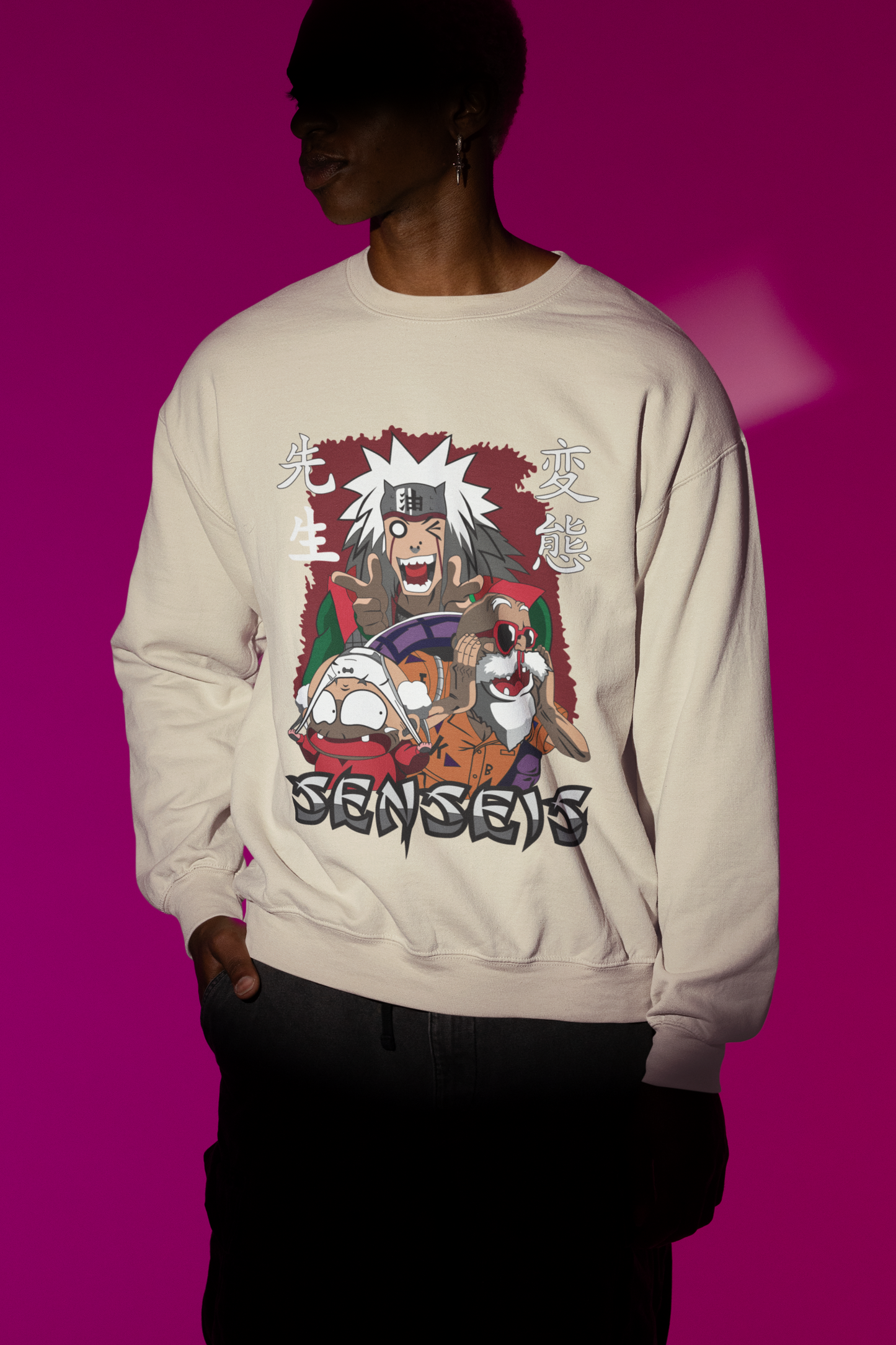 “Sensei Squad” Oversized Sweatshirt – Beige Edition