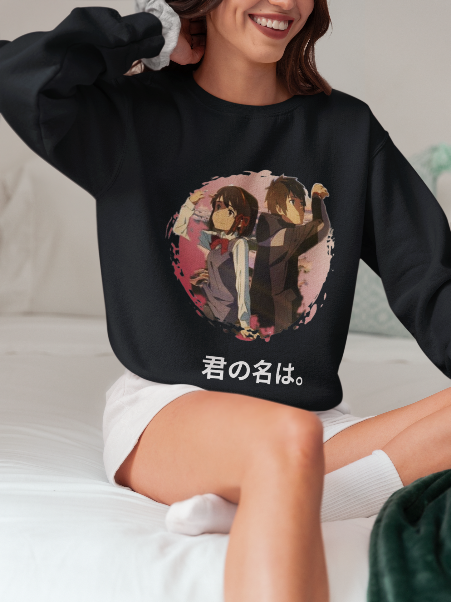Navy Blue Oversized “Your Name” Anime Sweatshirt – Unisex Streetwear by Vibed Vines