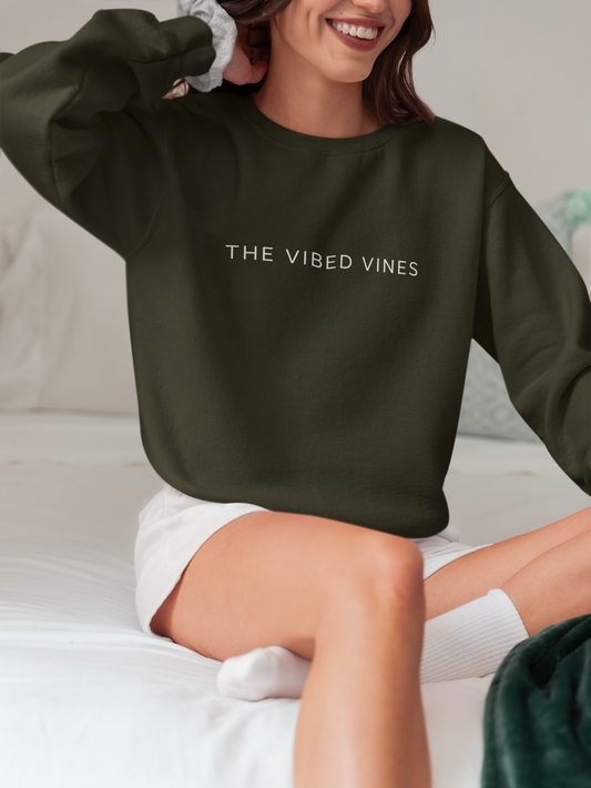 Olive Green Oversized Chinese Dragon Sweatshirt – Unisex Streetwear by Vibed Vines