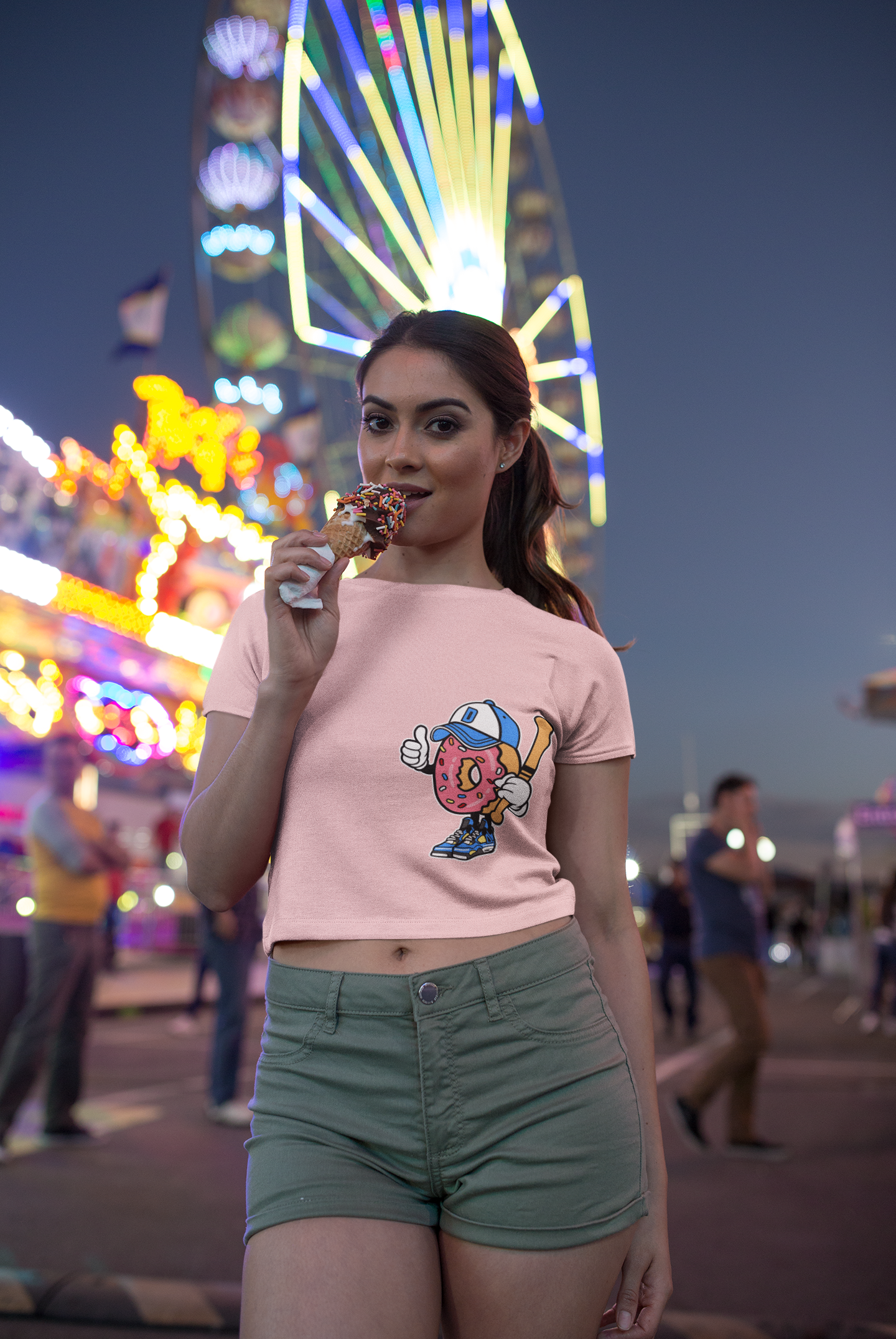 Donut Slugger Crop Top – Light Pink