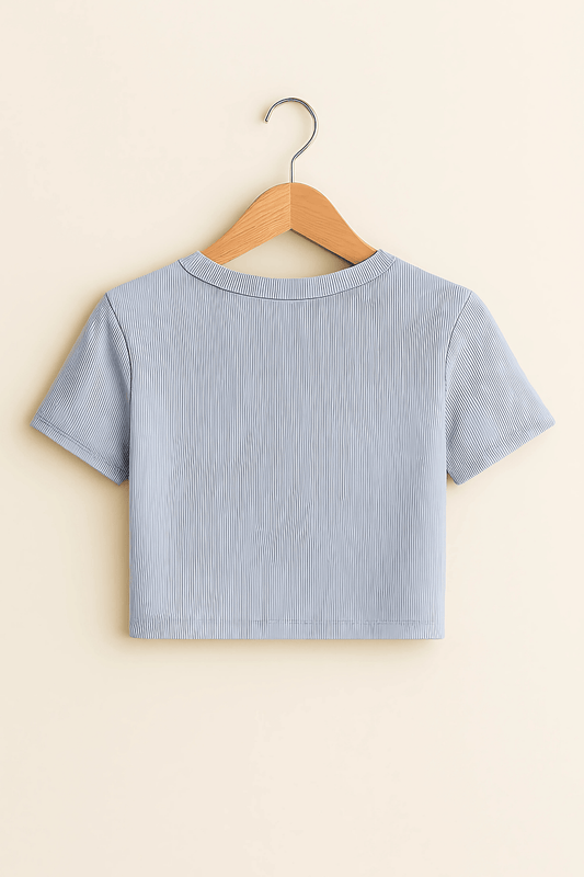 "Made to Worship" Crop Top in Light Blue - The Vibed Vines