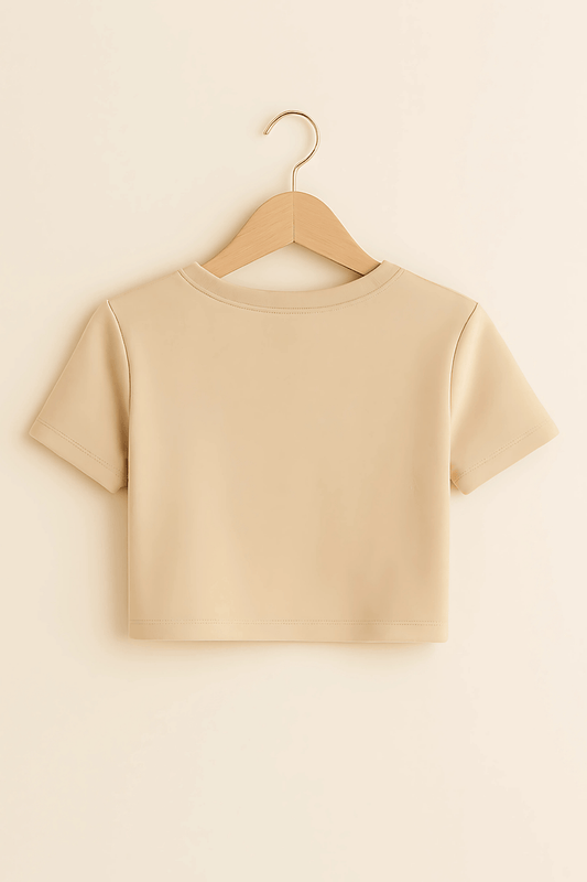 Flower Power “WORK” Crop Top – Multicolor Graphic