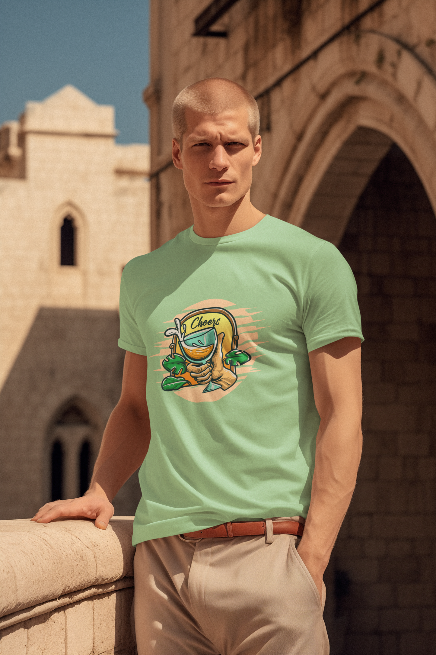“Cheers Up” Jade Tee – Unisex Chillwear with a Twist