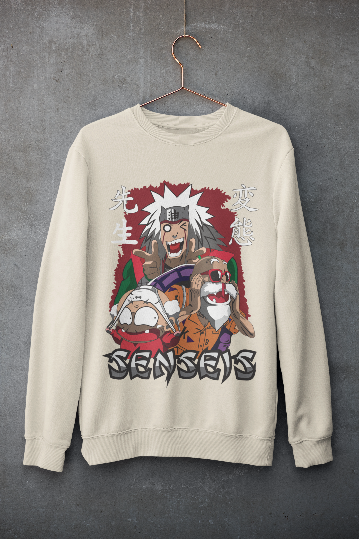 “Sensei Squad” Oversized Sweatshirt – Beige Edition