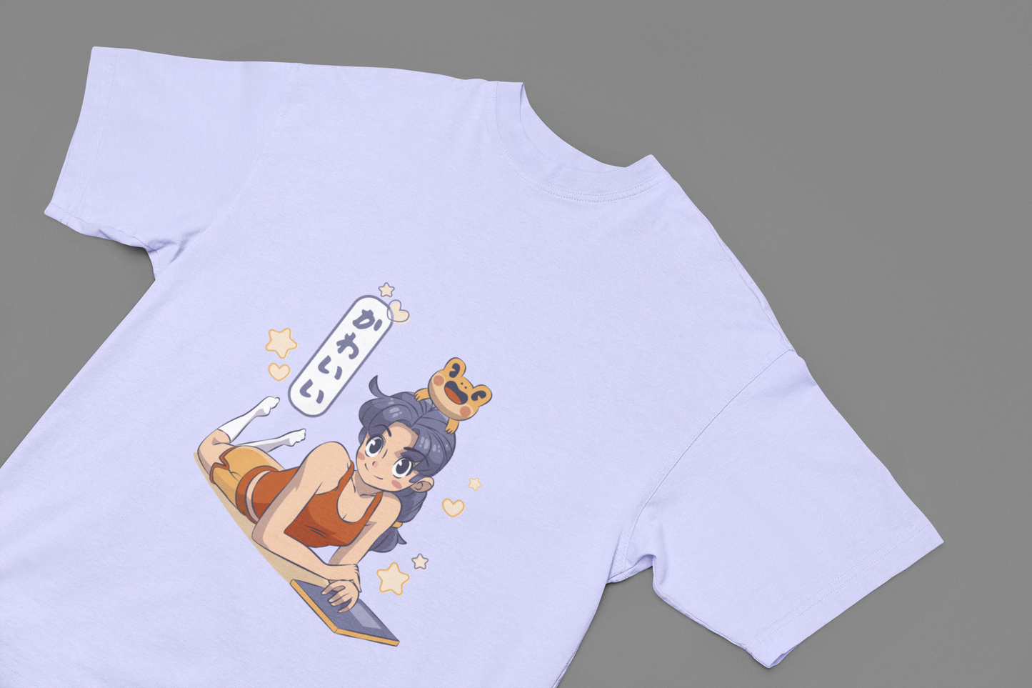 Lavender Blue Oversized Kawaii Anime T-Shirt