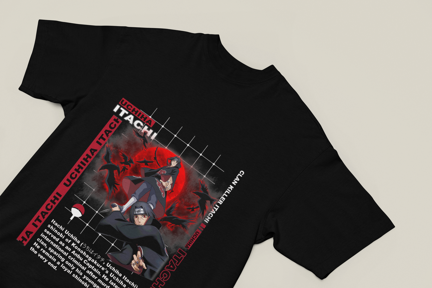Itachi Uchiha Crow Moon Graphic T-Shirt