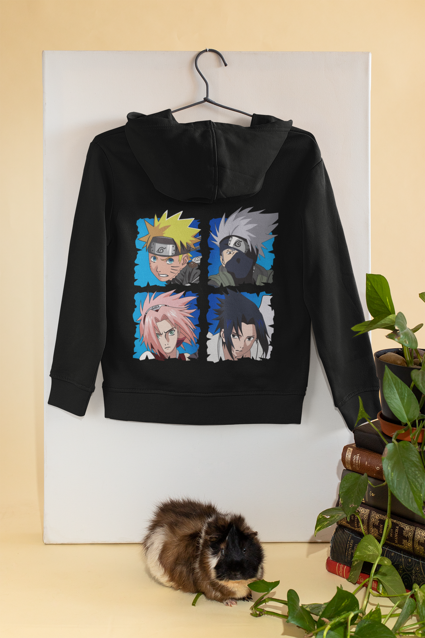 Naruto Characters Blue Background Oversized Hoodie