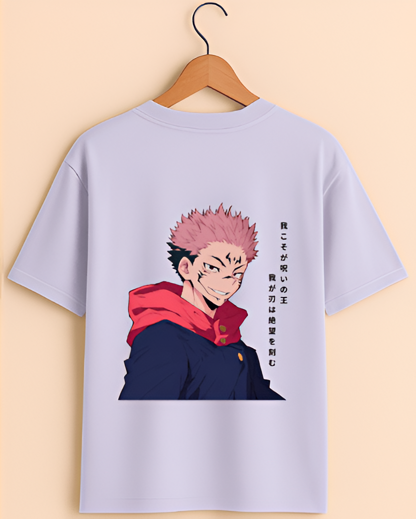 Lavender Blue Oversized Ryomen Sukuna T-Shirt