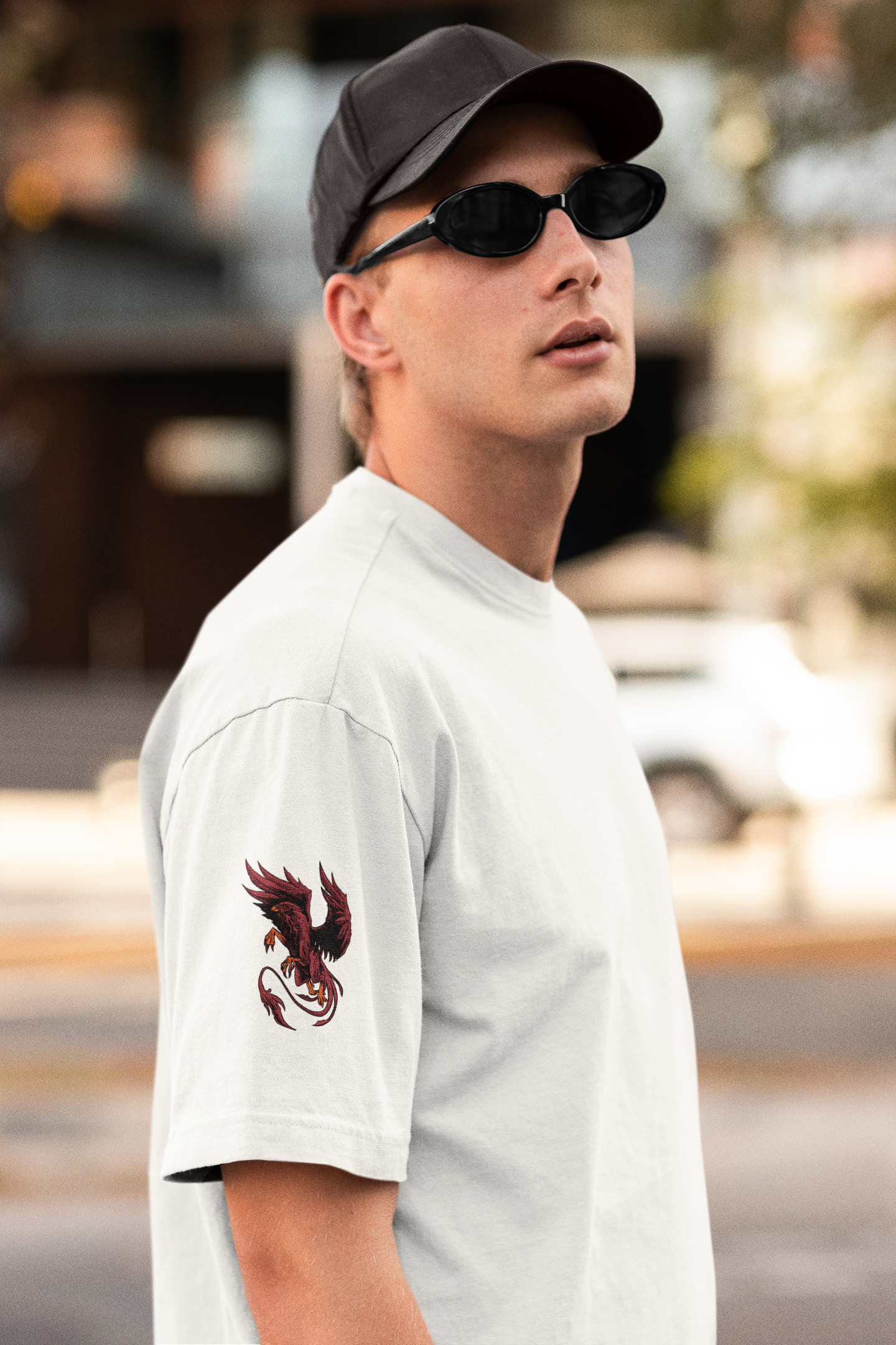 “Winged Fury” Oversized T-Shirt – Ash Grey