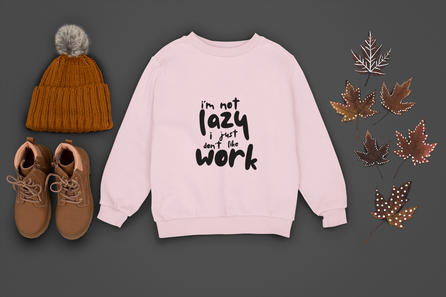 Light Baby Pink Oversized Sweatshirt – “I’m Not Lazy” Funny Quote Streetwear