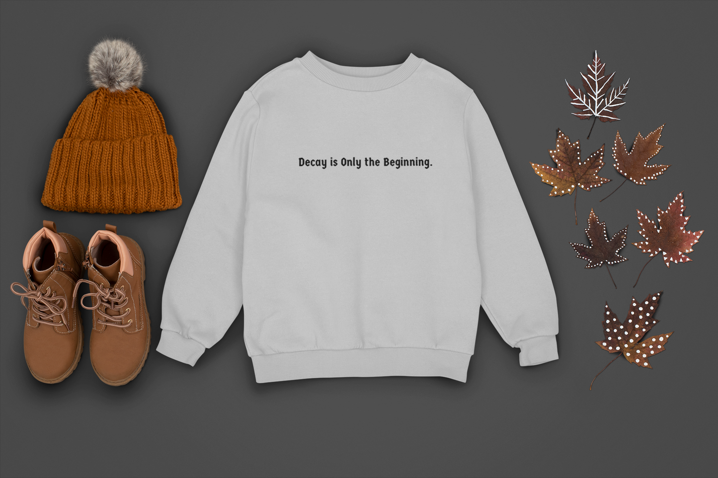 Grey Oversized “Decay is Only the Beginning” Skull – The Vibed Vines