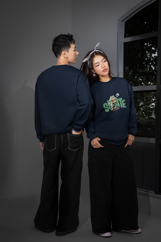 “Skate All Day” Unisex Sweatshirt – Navy Blue