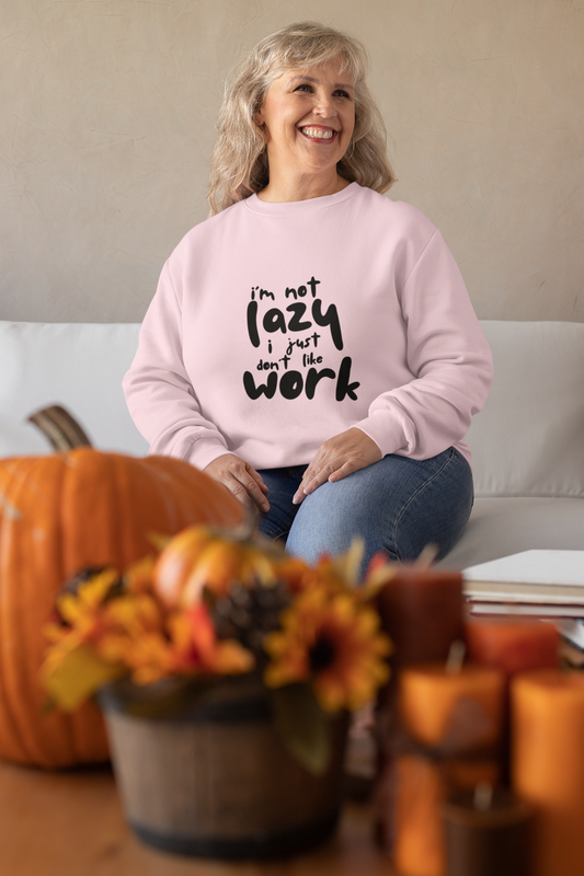 Light Baby Pink Oversized Sweatshirt – “I’m Not Lazy” Funny Quote Streetwear