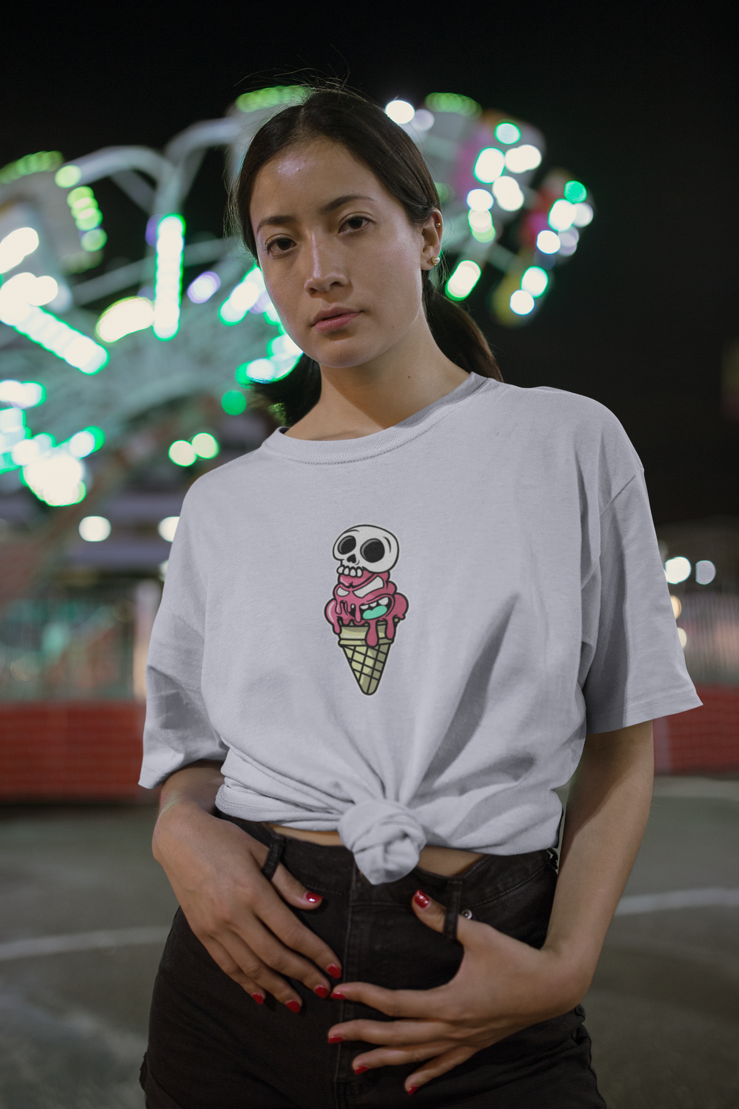 “Skull Scoop” Oversized T-Shirt – Lavender