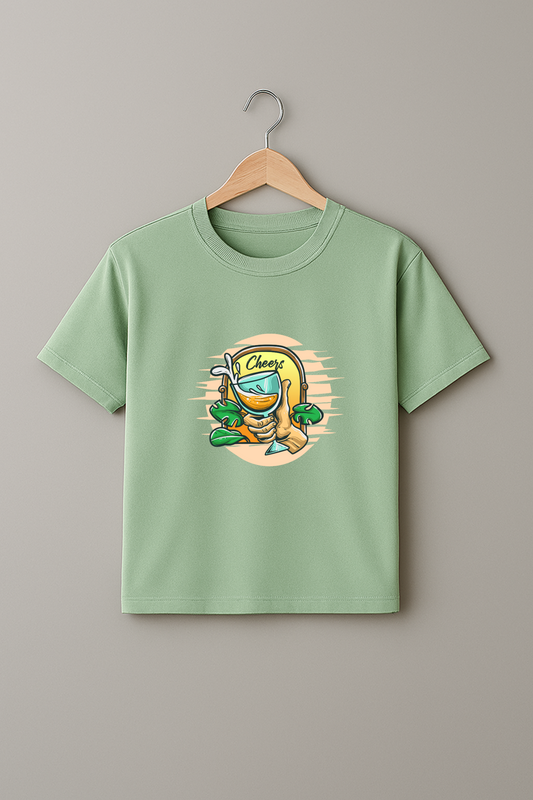 “Cheers Up” Jade Tee – Unisex Chillwear with a Twist