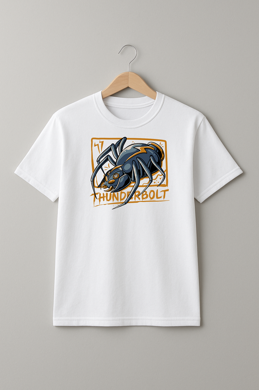 “Thunderbolt Spider” White Tee – Unisex Shockwave Streetwear