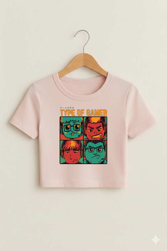 “Type of Gamer” Crop Top – Baby Pink Edition