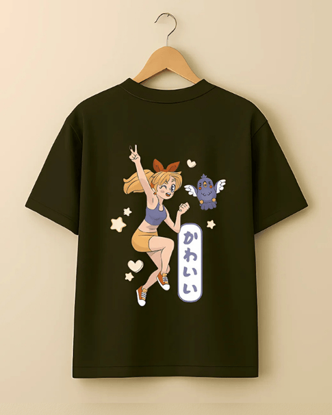 Anime Adventures Graphic T-Shirt - Olive Green