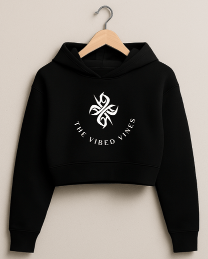 “The Vibed Vines” Cropped Hoodie – Blackout Edition