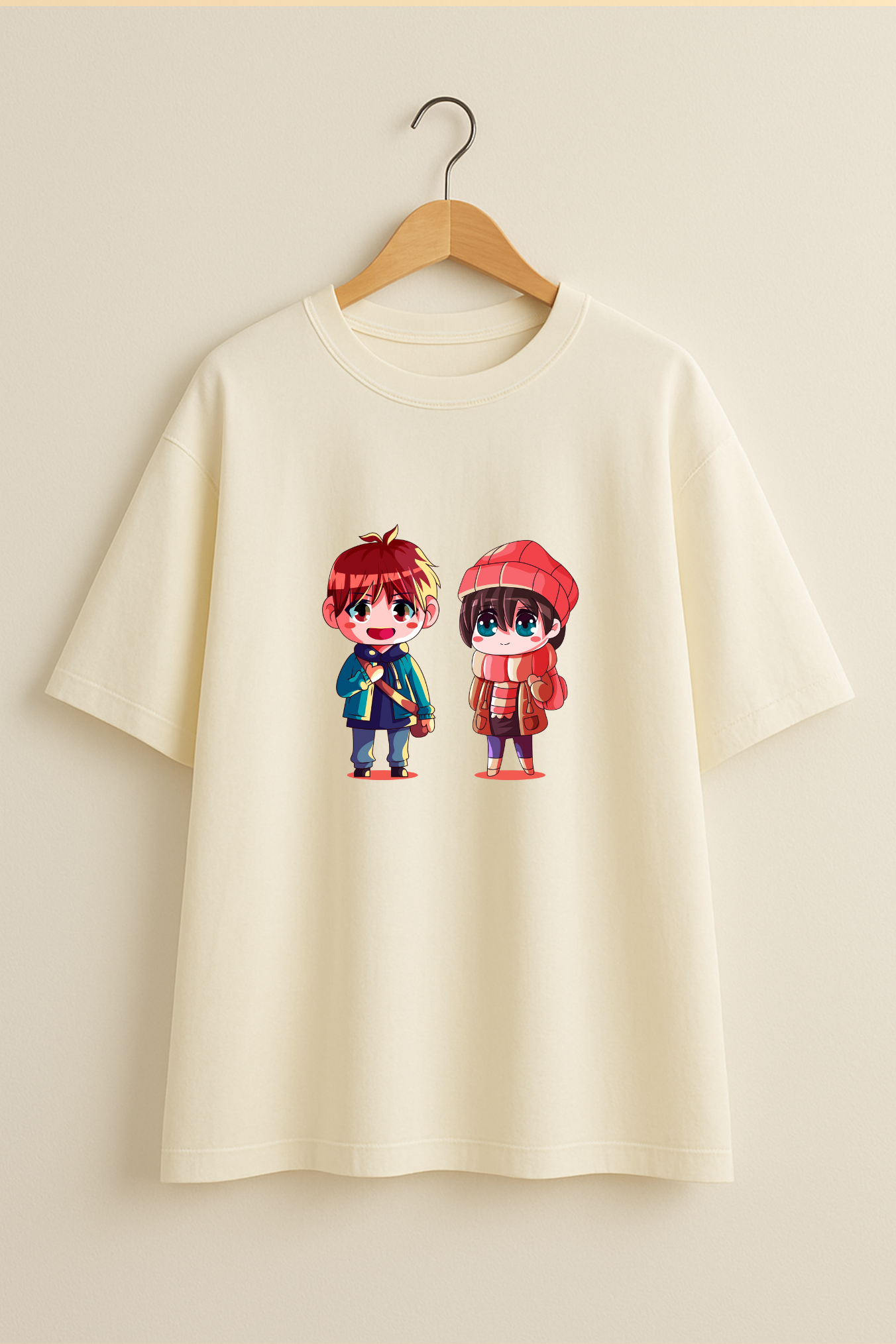 Chibi Friends Graphic Oversized T-Shirt - Off White