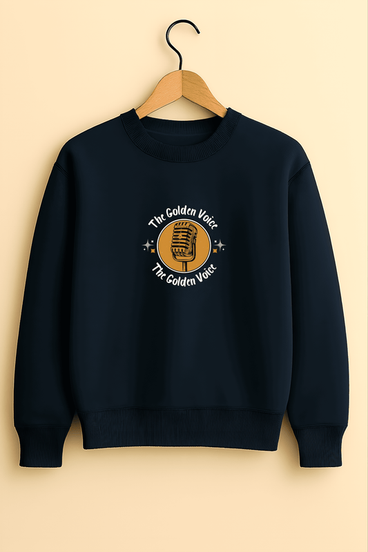 Navy Blue Oversized Sweatshirt – “The Golden Voice” Graphic Streetwear