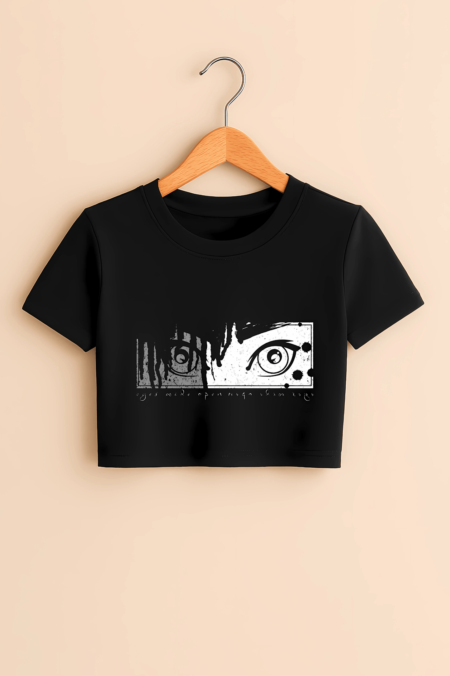 "Anime Eyes" Crop Top in Black - The Vibed Vines
