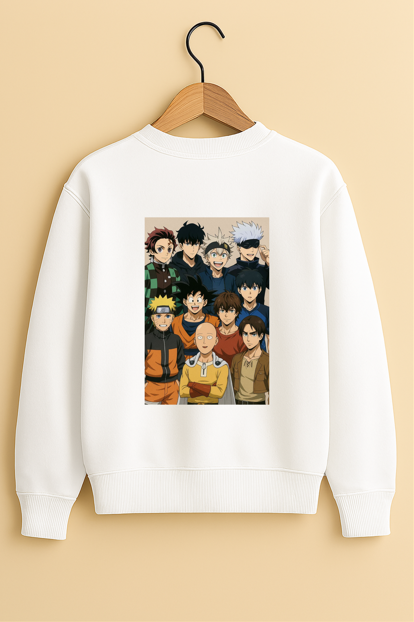 White Oversized Anime Legends Sweatshirt – Unisex Streetwear by Vibed Vines
