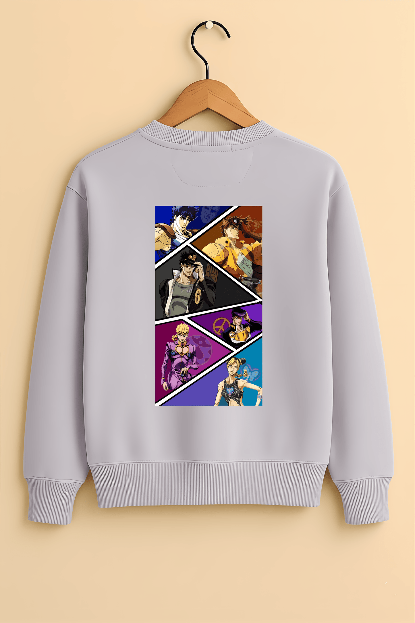 Lavender Oversized JoJo’s Bizarre Adventure Sweatshirt – Unisex Anime Streetwear