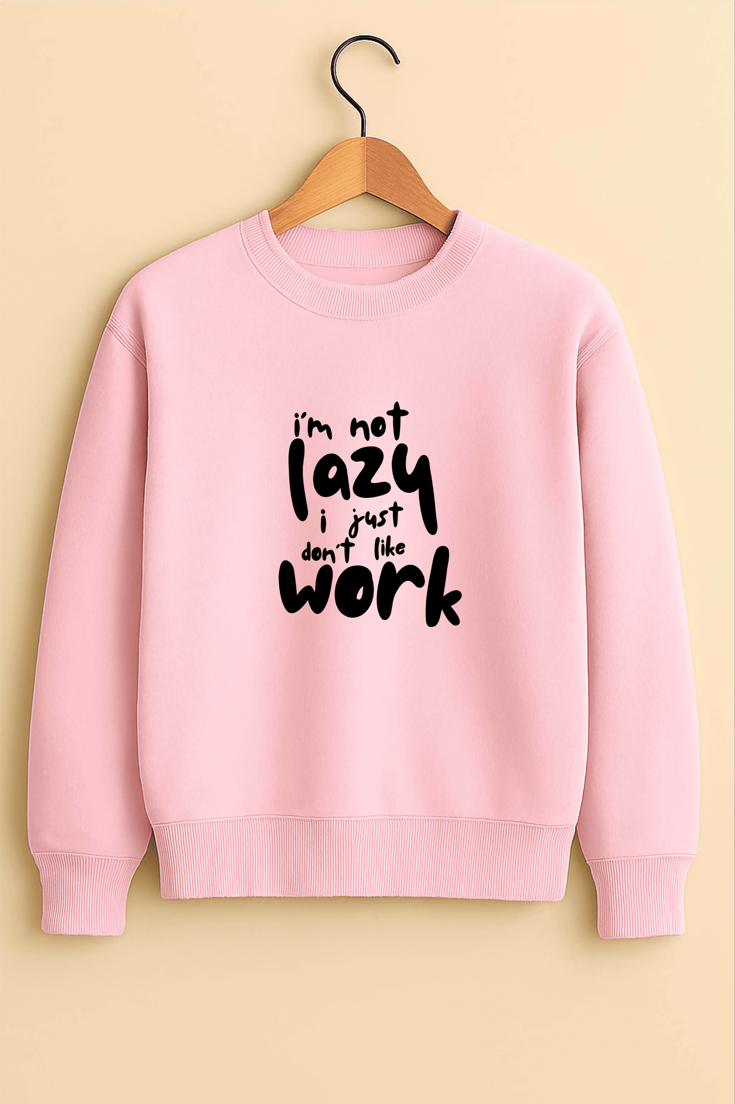 Light Baby Pink Oversized Sweatshirt – “I’m Not Lazy” Funny Quote Streetwear