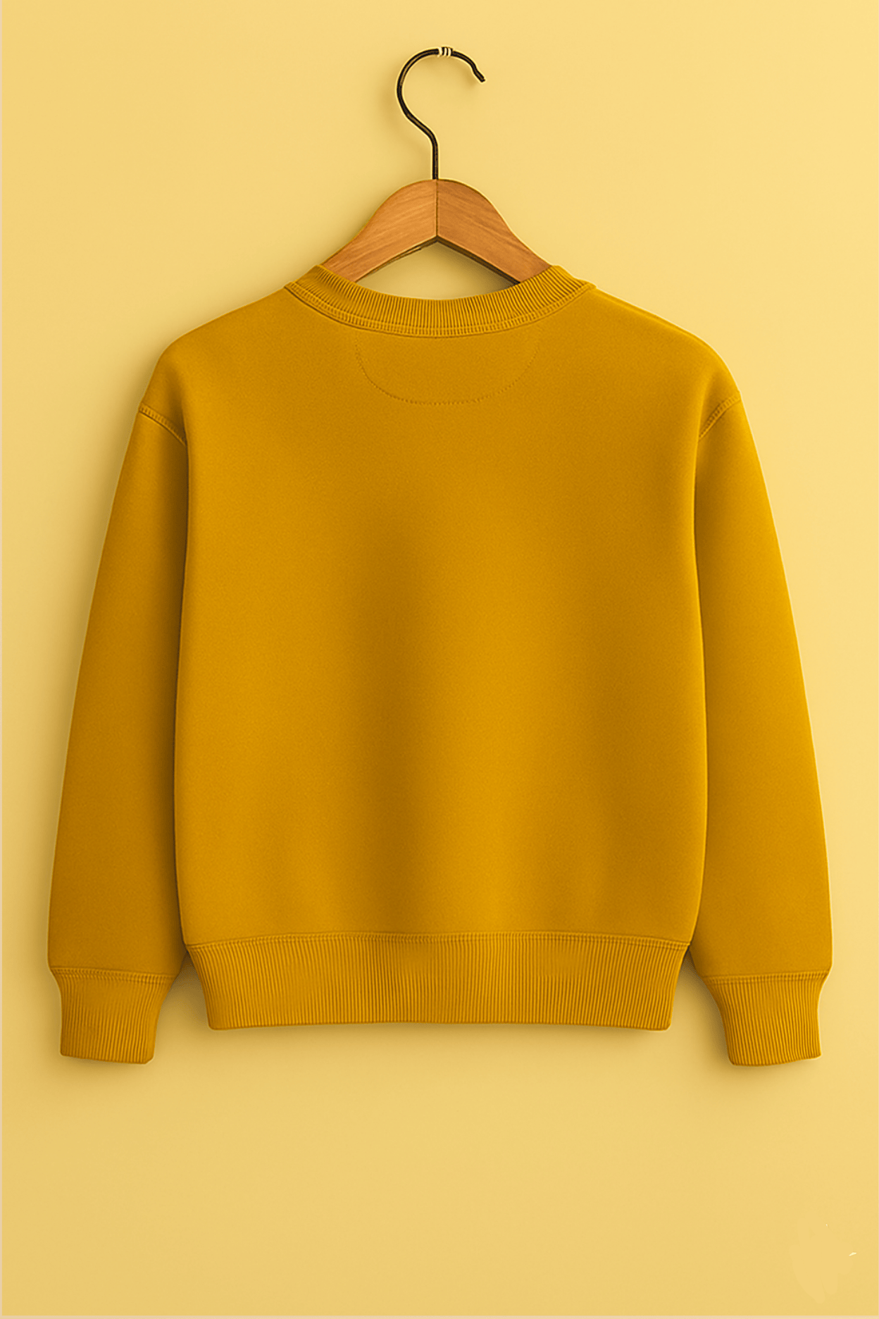 Mustard Yellow Oversized Ski Mask Graphic Sweatshirt – Unisex Streetwear by Vibed Vines