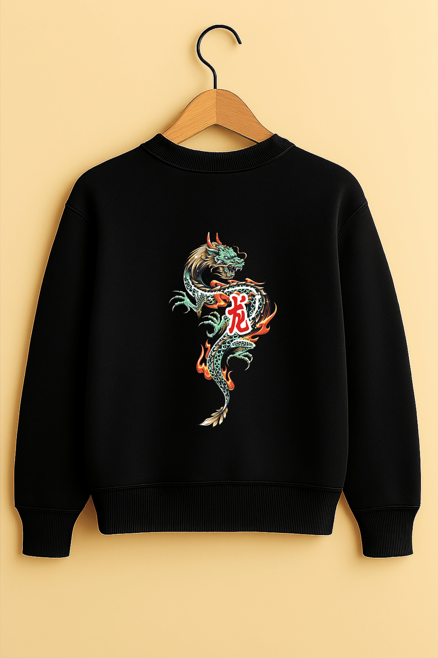 Black Oversized Chinese Dragon Sweatshirt – Unisex Streetwear by The Vibed Vines
