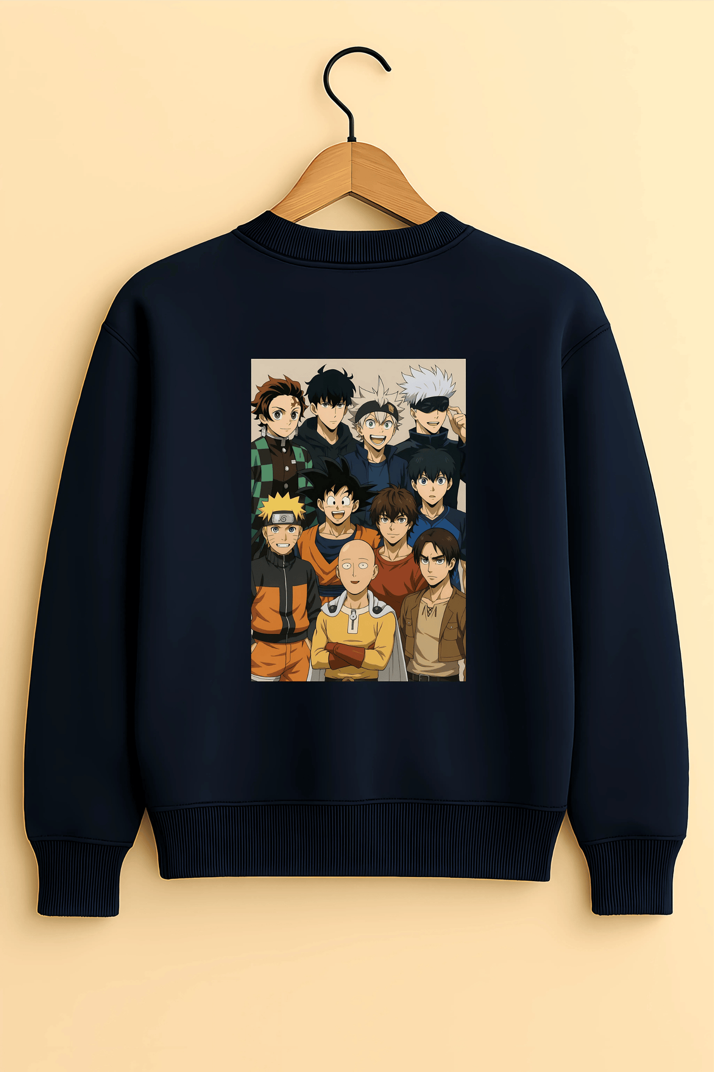 Navy Blue Oversized Anime Legends Sweatshirt – Unisex Streetwear by The Vibed Vines