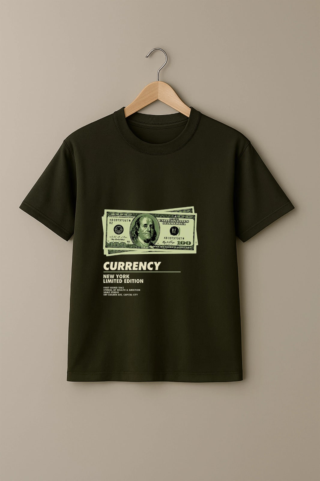"Currency" Graphic T-Shirt in Olive Green
