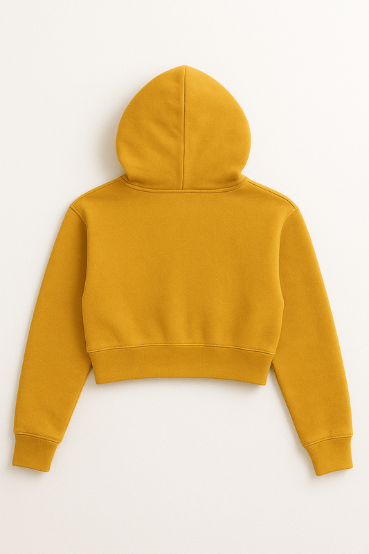 “Body Positive” Cropped Hoodie – Mustard Yellow