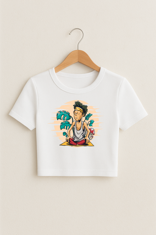 “Zen Bloom” Crop Top – White Edition